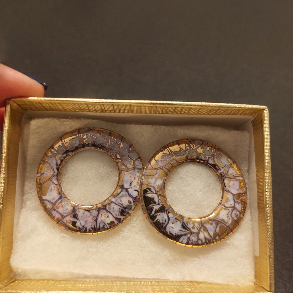 Gold and purple earrings
